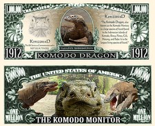 DRAGON De KOMODO BILLET MILLION DOLLAR US! Collection Animal Varan Lezard Reptil