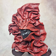 Masque visage en cuir style drapé théâtral - rouge et noir