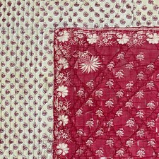 Provence Antique French boutis Quilt Pink blue 18th 19th century fichu center F