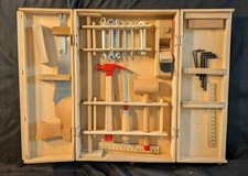 DIY Carpenter Suitcase, Wood and Metal Tools, Vintage Antique Toy
