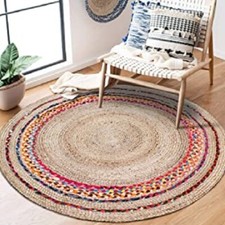 Tapis rond en jute naturel et
