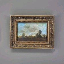 Antique Painting Oil On Canvas Impressionist Landscape Framed Painting Signed