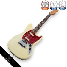 Guitare électrique Fender Mustang 1966 blanche modèle étudiant à l'échelle co...
