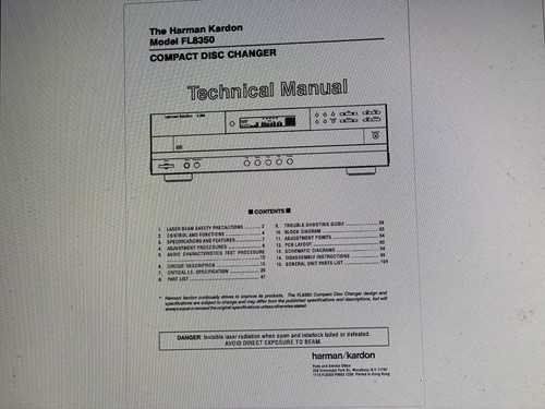 Harman kardon 8350 - kardon, service