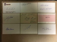 Vintage Boston Braves Signed Index Card Lot(9); 1930s-1960s  JSA Precerti