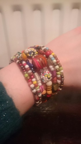 Bracelet manchette perles - , fait