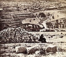 Jerusalem, Mount of Olives Photo c1880 Stereo Albumin §d