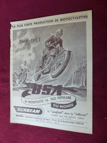 Catalogue tarif moto bsa - catalogue, et