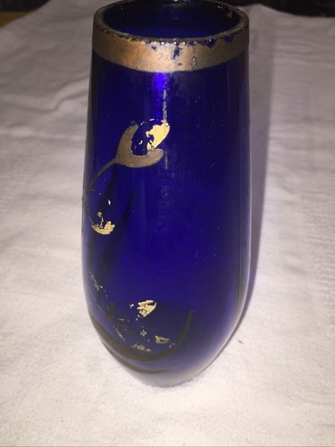 Vase verre bleu - vase,