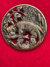 old collectible button copper otter eating a fish Ø 30 mm 1900
