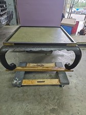 Etching Chinese Writing on Brass and Black Chinoiserie  Coffee Table