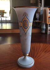 Ancien  vase cornet en opaline Bleu et Or  Epoque Charles X