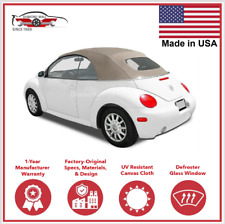 Convertible Soft Top Fits 2003-2010 Volkswagen VW New Beetle w/DOT Window, Tan