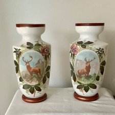 Paire de grands vases anciens en opaline XIXe