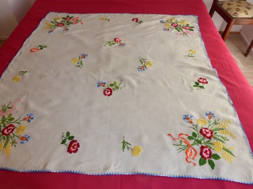 Nappe champêtre ancienne lin - ancienne,