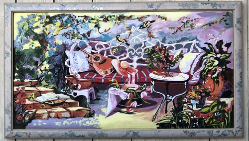 Jardin peinture sur soie - jardin,,