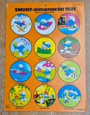 Les Schtroumpfs calendrier 1981 + 12 autocollants Peyo Semic Suede