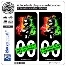 2 Stickers autocollant plaque