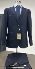 Robe Homme MADE IN ITALY Laine 120S Bleu Foncé Cérémonie 46 48 50 52 54 56 58 60