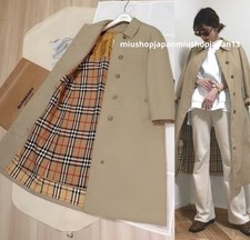 BURBERRY Trench Coat Authentic Vintage Balmacaan Long w/Liner Check Beige XS/S
