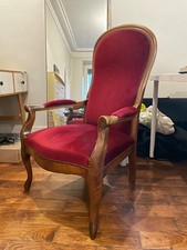 Fauteuil Voltaire En Velour Rouge Style Louis XVI