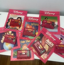 Lot (7 sets) of Vintage 1990's Walt Disney Read Along Books and Cassette Tapes