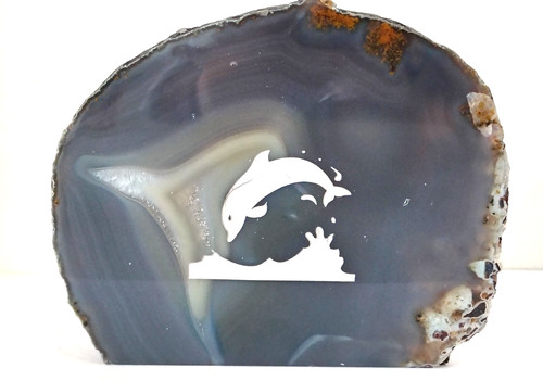 Agate bleue tranche - , avec