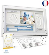 Lalfof Empreinte main pied bebe Kit mpreinte bebe avec Nom|Cadeau bebe