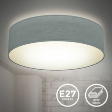 Plafonnier textile gris rond Ø38cm éclairage plafond 2x E27 salon salle à manger