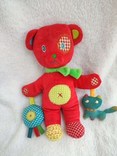Doudou ours rouge - , vert
