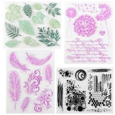 Tampons Scrapbooking Tampon Transparent Feuille Verte Feather Tampon en Silic...