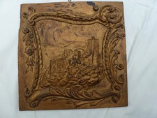 PLAQUE EN FONTE ANCIENNE DECO CHEMINEE-POEL  CHATEAU WASSENBURG ALSACE