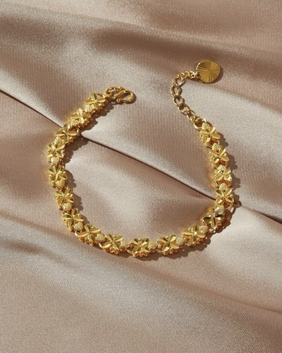 Bracelet fleurs jonc - fleurs, or