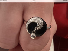 vintage bague noire et pendentif en argent 925 design unique.
