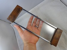 MID CENTURY SERVING TRAY WOOD & GLASS 1950's CANAPE, BREAD, 9 1/2" X 3 1/2"