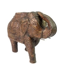 Ancien Éléphant En Bois Fait