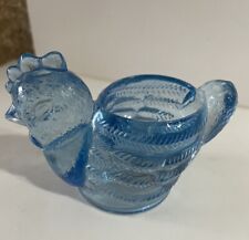 Coquetier ancien en verre Bleu