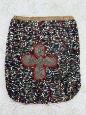 Vintage Beaded Multi Color Applique Insertion Art Deco 5 3/4" L x 5" W