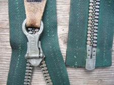 crown zipper vintage, open end full length, vintage military , '40s-'50s