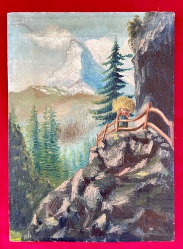 Antique oil painting swiss - antique,