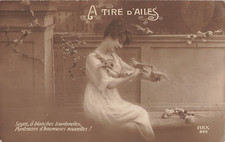 CP A PULL D'ANGELS - ELEGANT WOMAN WITH TURTLEDOVES BIRDS - 92508