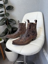 Noel Made for Sendra 4660 Western Cowboy Boots Brown Leather Pointed Toe Size 45