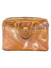 Vintage Ona Kingston Distressed Briefcase Laptop Cognac Leather Bag
