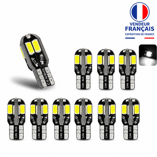 10x ampoules led - w5w, blanc