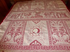 STUNNING ANTIQUE CURTAIN PANEL LATE NINETEENTH CENTURY ENTIRELY EMBROIDERED