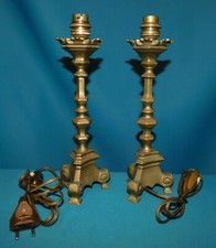 PAIR OF ANTIQUE BRONZE CANDLE HOLDERS. CHANDELIER . H 28 cm . weight 900gr piece
