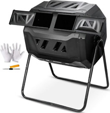 Outdoor Compost Tumbler Dual Rotating Batch Compost Bin 43Gal Tumbling Composter