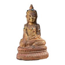 Asia Sculpture. Wooden Buddha Statuette. statue figurine  