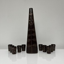 Rare Peter and Denise Orlando Bottle and 10 Cups Liquor Service