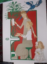 Philippe Henri Noyer, Petites Filles aux Piano, LTD, Numbered, hand signed 27x41